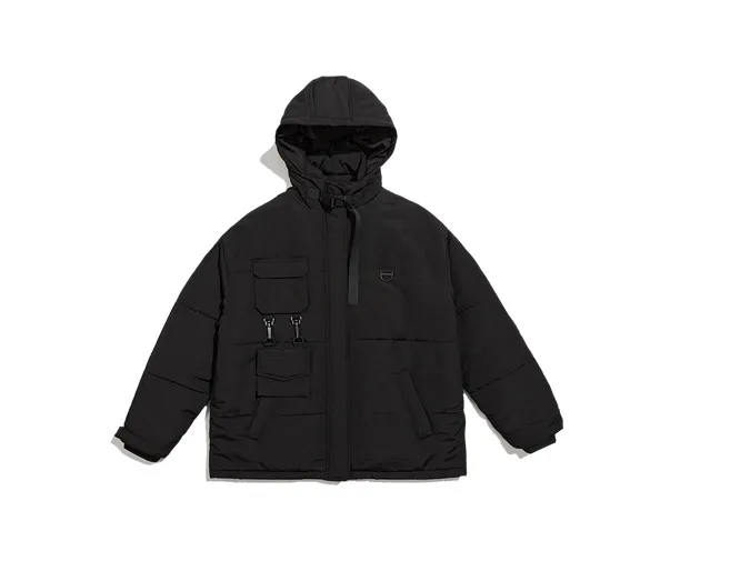 High Street Patchwork Tie Hooded Padded Jacket