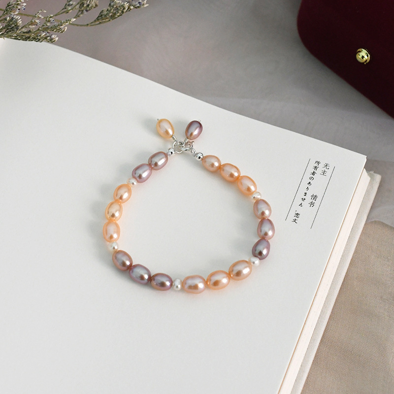 Title 3, Freshwater Pearl Orange Candy Bracelet Purple