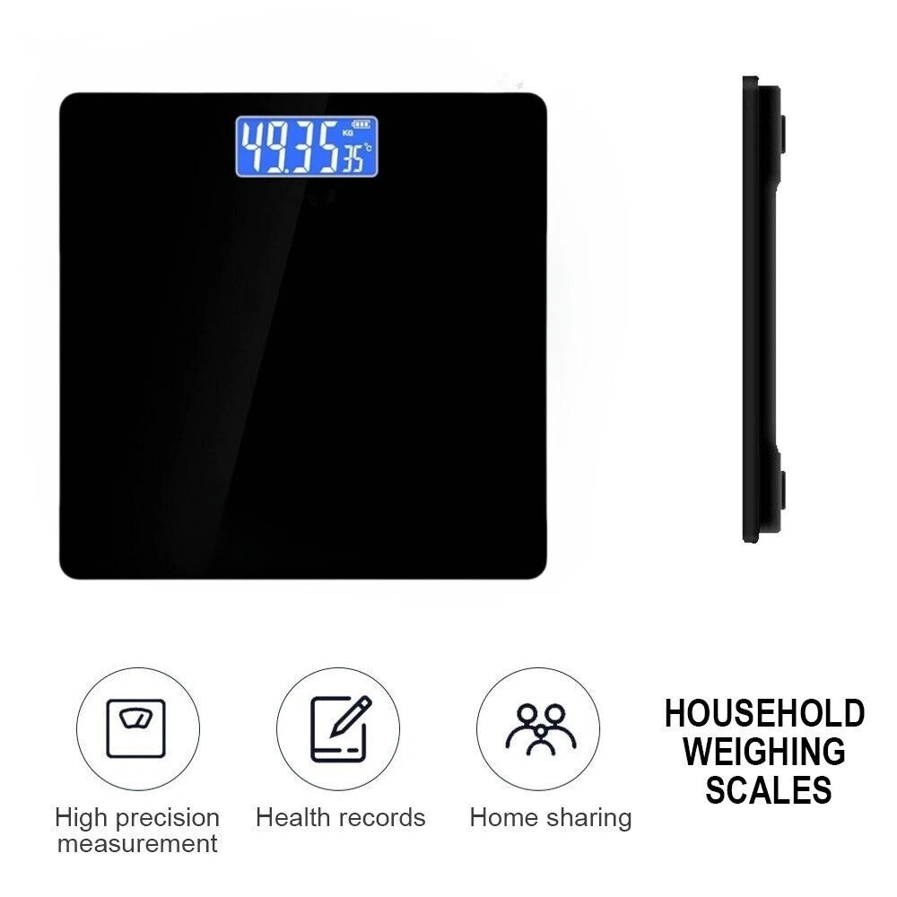 Digital Bathroom Scales 180KG Body Weight Weighing Scale LCD Electronic Black — image 9