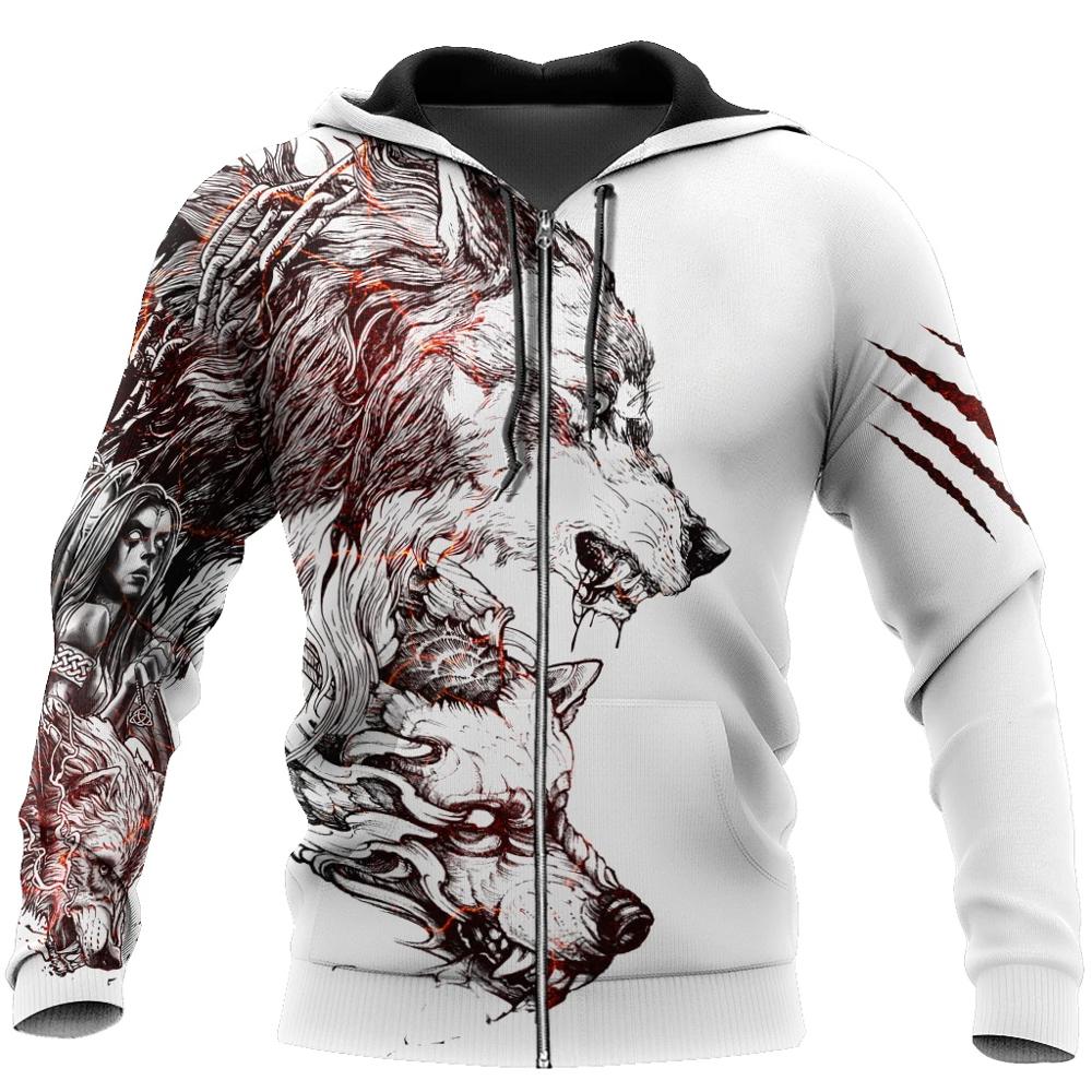 Title 3, Solid Color Lion 3D Zipper Hooded Sweater for m...