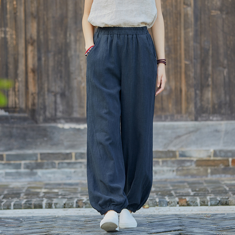 Title 5, Womens Cotton and Linen Casual Trousers, Comfo...