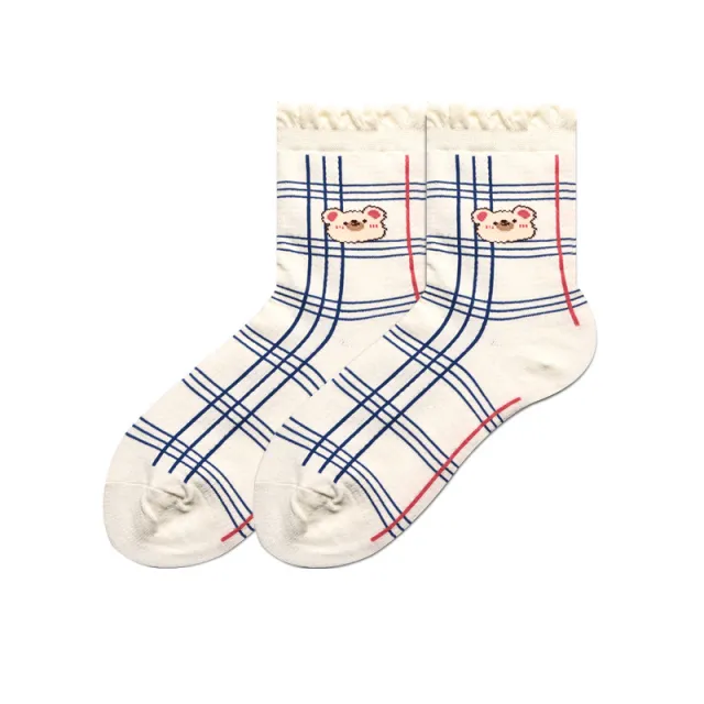 Socks Female Japanese Cute Cartoon Hand painted Stockings Korean Version Blue Line - Shop at LoveMi