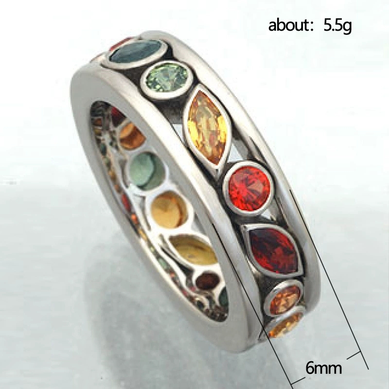 Title 5, Anillo de pareja multicolor con diamantes hueco...