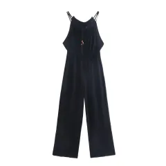 European And American Fashion Street Loose Casual Jumpsuit - Black - View 1