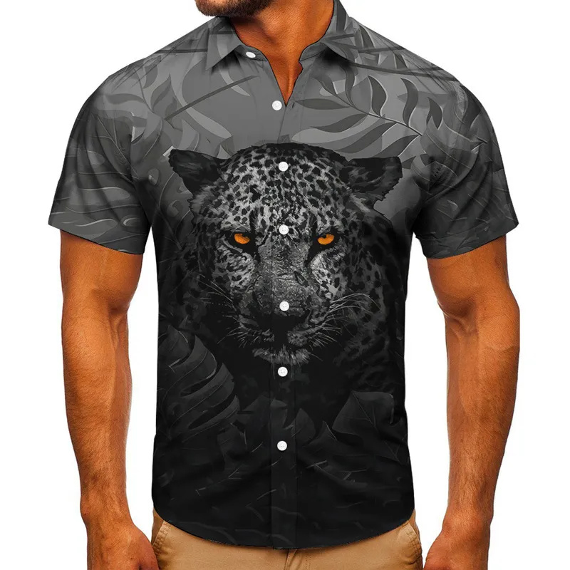 Short-sleeved Shirt Animal 3D Digital Printing Shirt Men's Top Shirt - Tta2484Cs-2Xl
