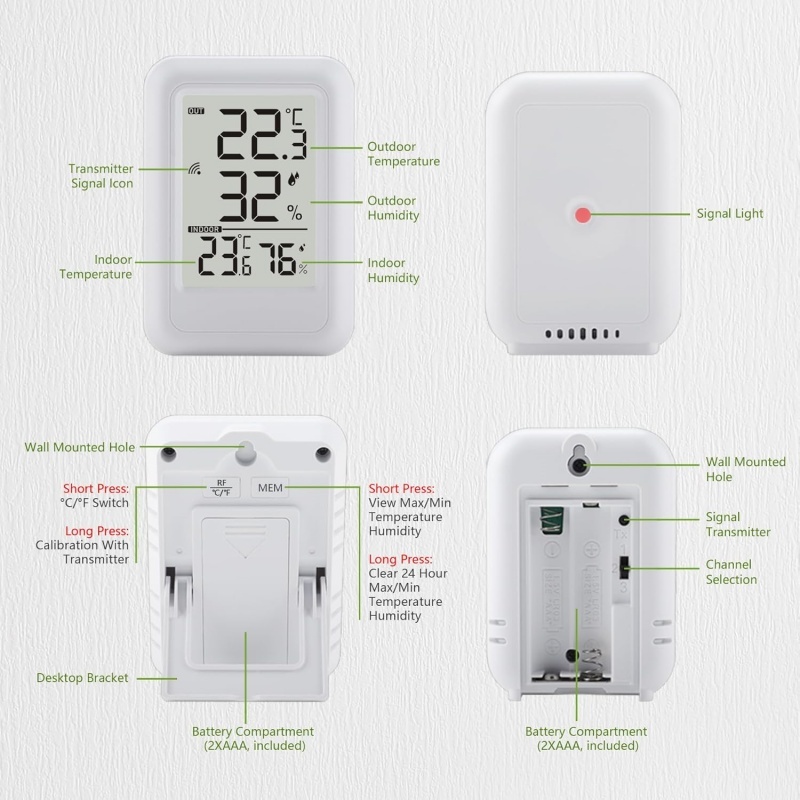 Hygrometer , LCD Screen Temperature Humidity Monitor Meter