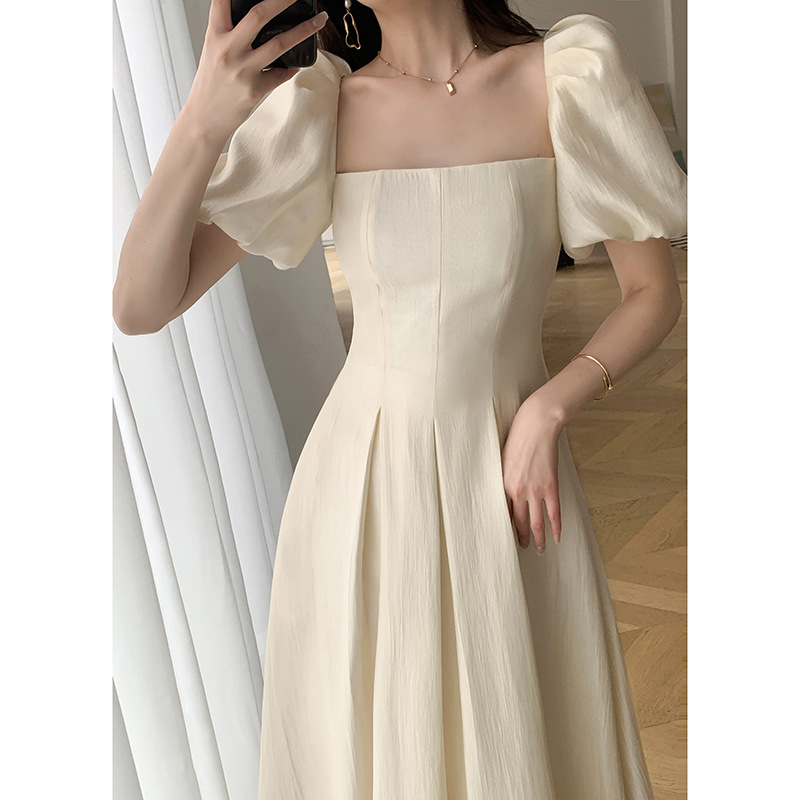 Square-Collar Puff-Sleeve Long Dress, picture 8 of 8