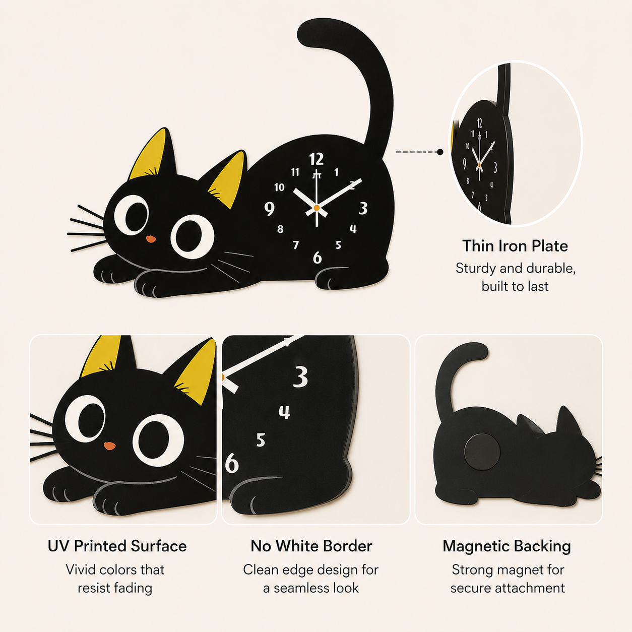Adorable Cartoon Cat Magnetic Refrigerator Desktop Clock — foto 3