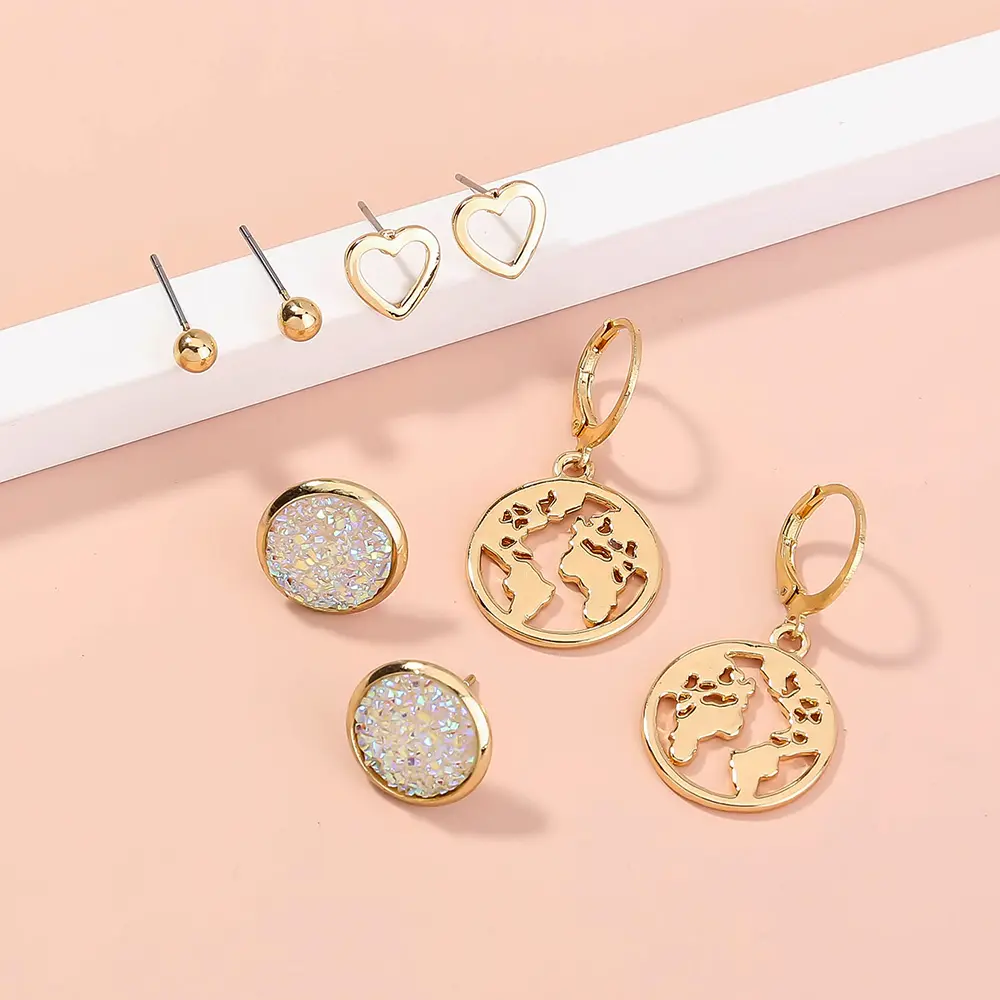 Love Heart Resin earrings set