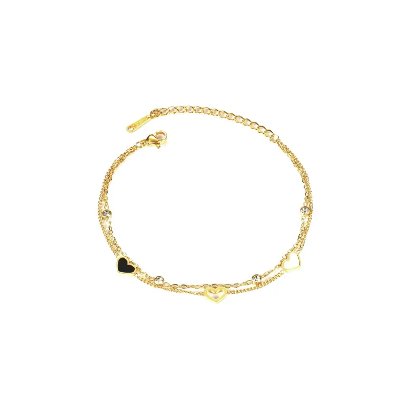 Stainless Steel Layered Heart Bracelet For Women