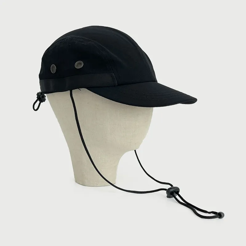 Women's Sunscreen Shade Black Drawstring Baseball Hat - Navy Blue