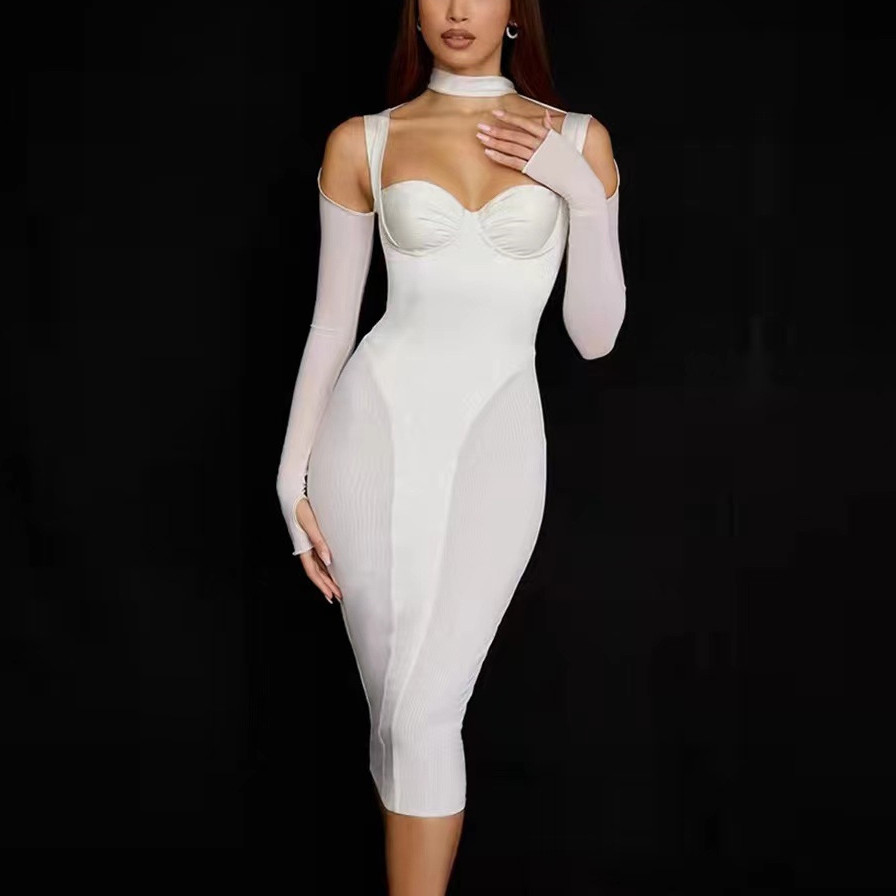 Long-Sleeve Midi Party Dress, picture 3 of 6