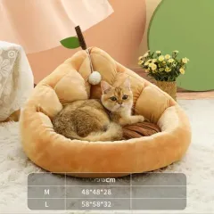 Cute Cat Kitten House Warm Soft Winter Cotton Pet Dog Cat Bed Kennel Cosy Nest For Small Medium Cat Dogs - Coffee - View 1