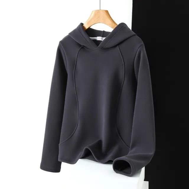 Windbreaker Women's Hoodie Solid Plush And Thicken Grey - Shop at LoveMi