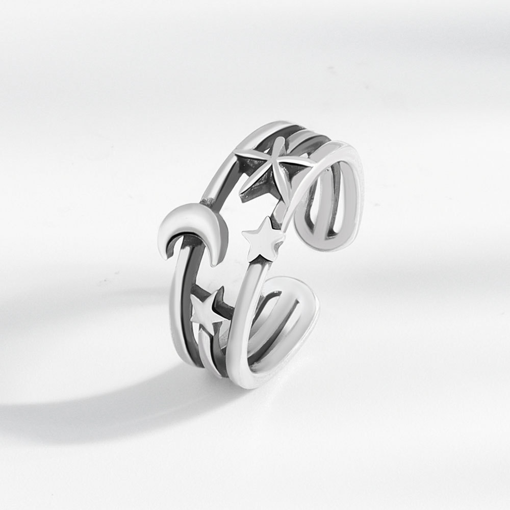 Creative Star And Moon Ring Ladies Fashion Ins Style Niche
