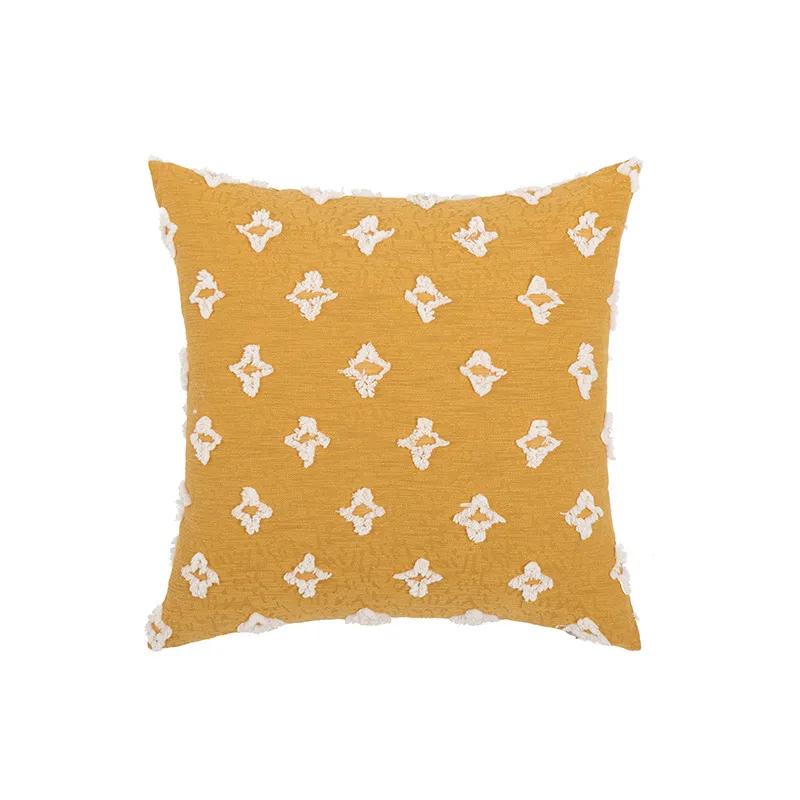 New Nordic Ins Tufted Pillowcase Embroidered - Turmeric Throw Pillow