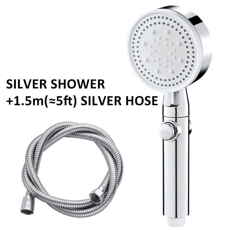 Bath Shower Head High Pressure 5 Mode Large Chrome Handset Heads Water Saving UK