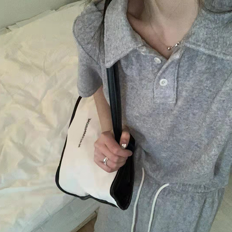 Casual Sports Lapel Short Sleeve Elastic Waist Skirt Set