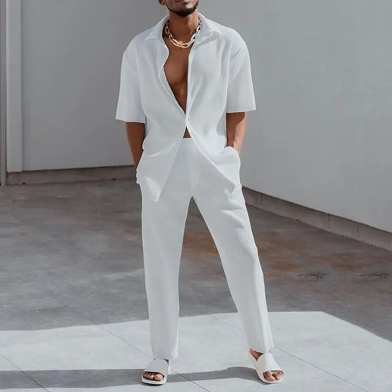 Spring And Autumn New 3D Digital Printing Casual Men's Short Sleeve Shirt Suit