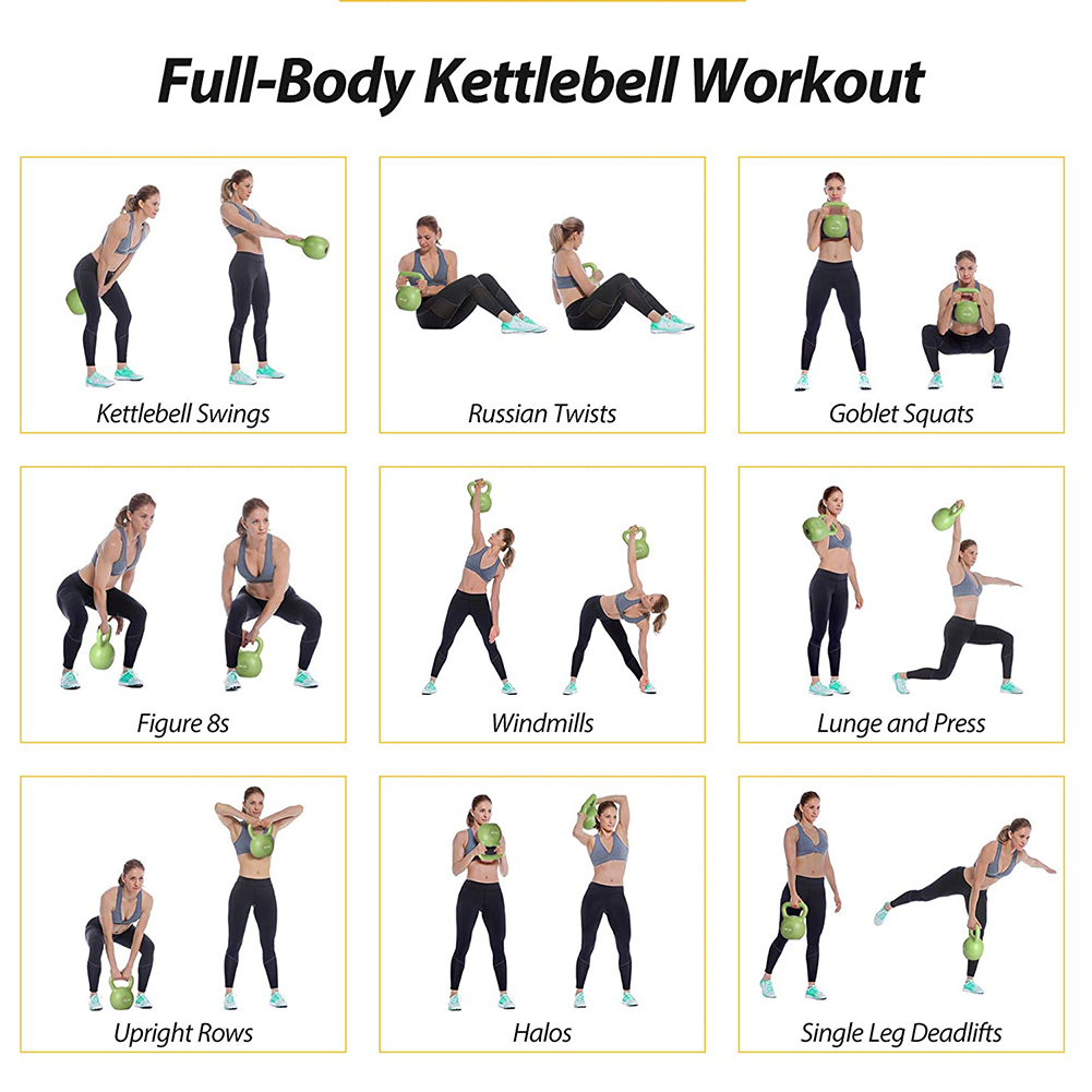 15lbs Kettlebell Set, Strength Training Kettlebells Weight Set For Women, Vinyl Coated Kettle Bell For Home Gym Workout Weight Lifting Equipment, Comfortable Grip Wide Handle Weights — foto 10