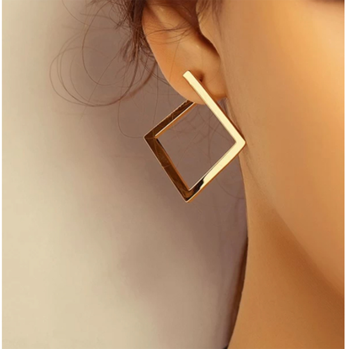 Simple Golden Paper Clip Exaggerated Big Earrings