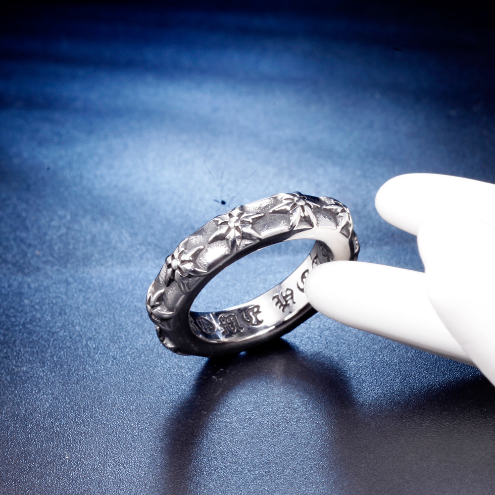 Retro Hexagonal Star Men's Titanium Steel Ring