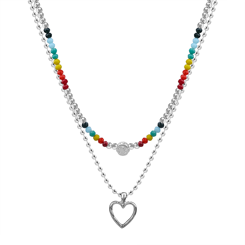 Color Double Layer Love Necklace Advanced Design Sense