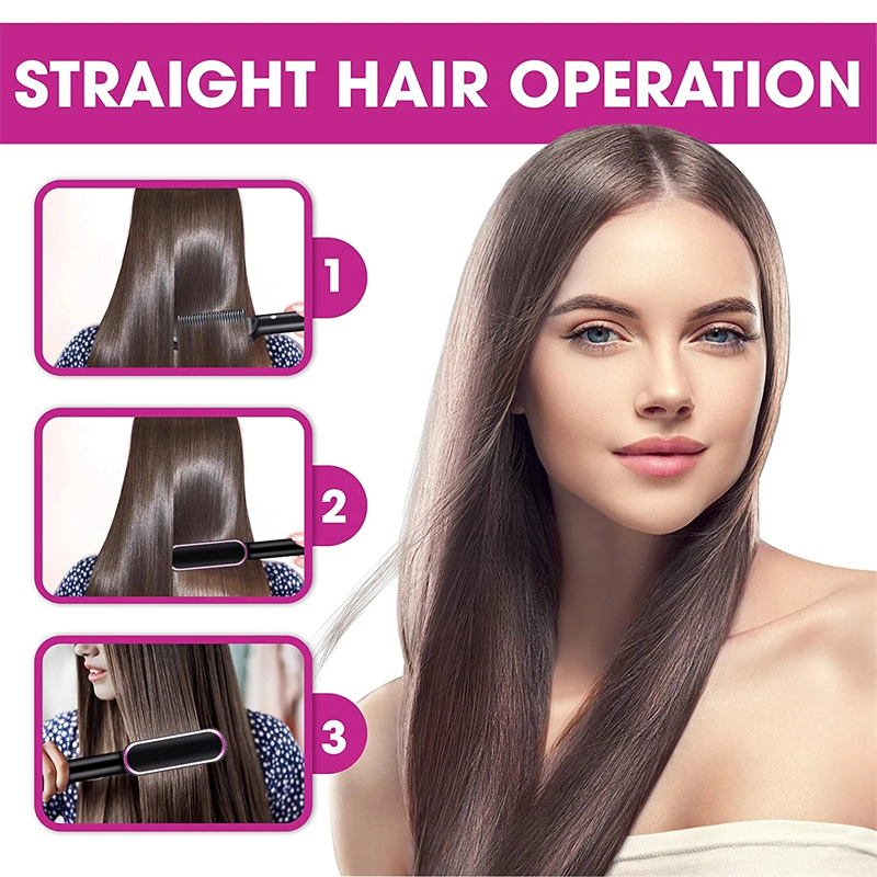 New 2 In 1 Hair Straightener Hot Comb Negative Ion Curling Tong Dual-purpose Electric Hair Brush - Image 2
