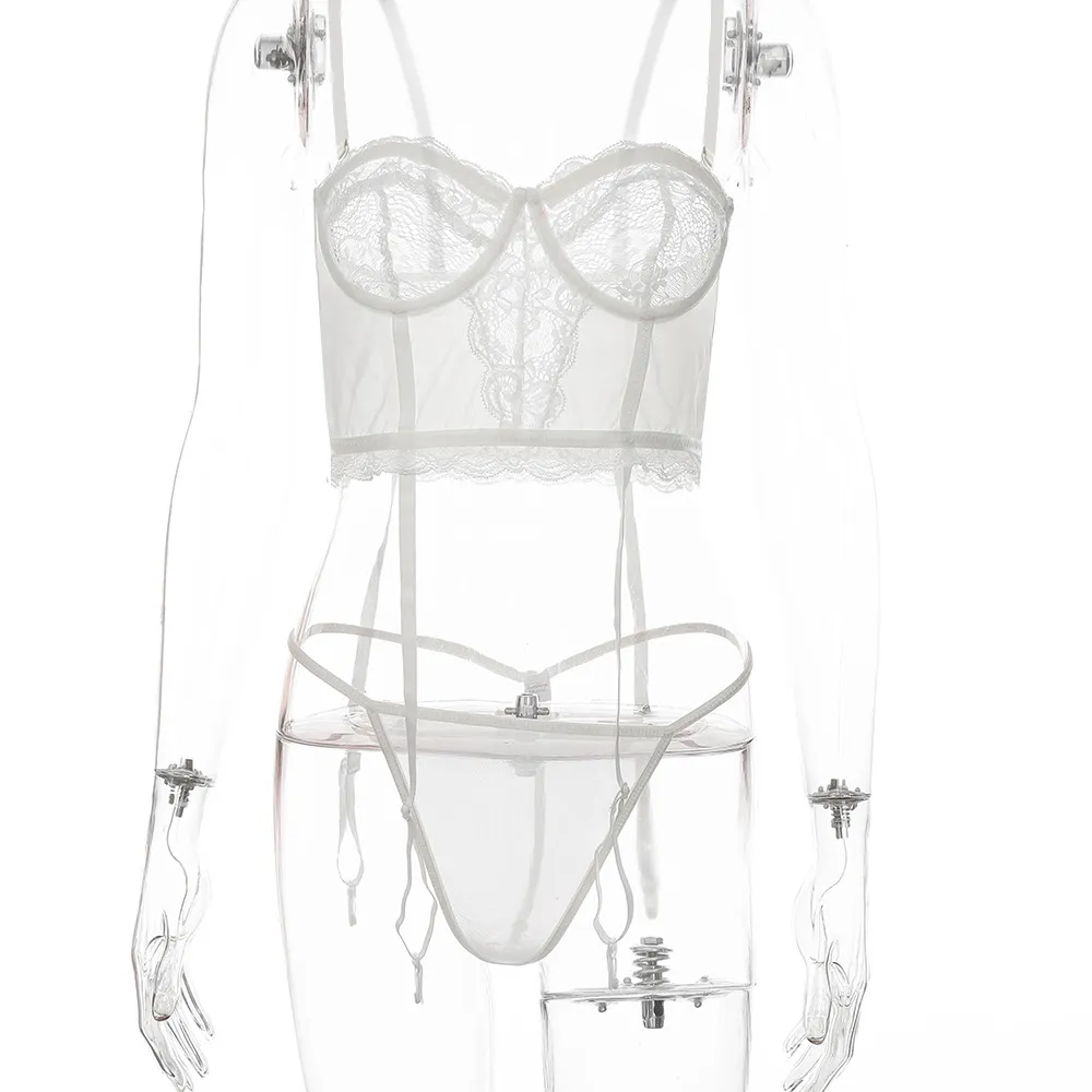 Sexy Lace European And American Erotic Lingerie Suit Women - White