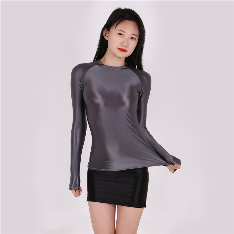 Title 3, Fashion Bright Shiny Tights Slim T-shirt Sexy T...