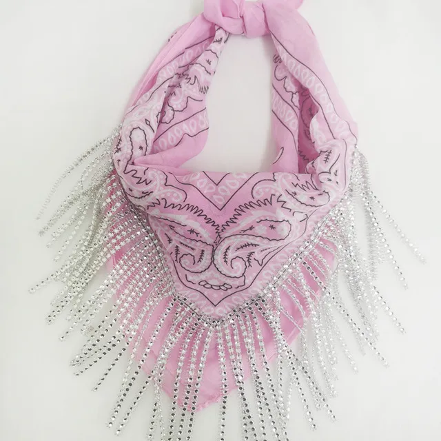 Strass Franja Bandana Feminino Bacharette Bach Festa Embelez - Pink