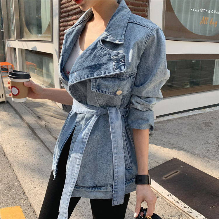 Title 1, Large lapel belt tie denim jacket