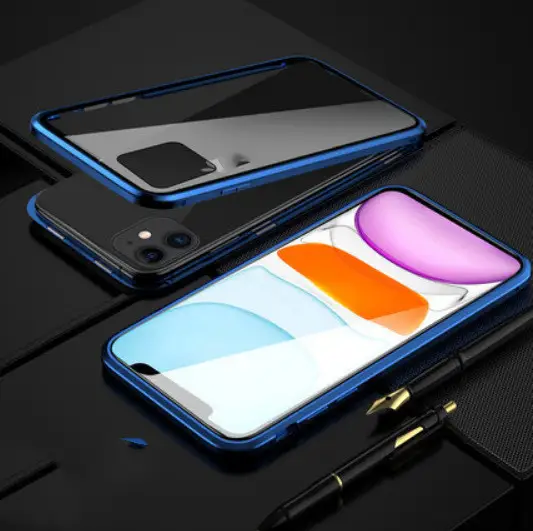 Phone Case Transparent Glass Thin Metal Protective Cover