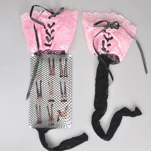 10CM Lace Side Mid Net High Stockings Pink Lace - Shop at LoveMi