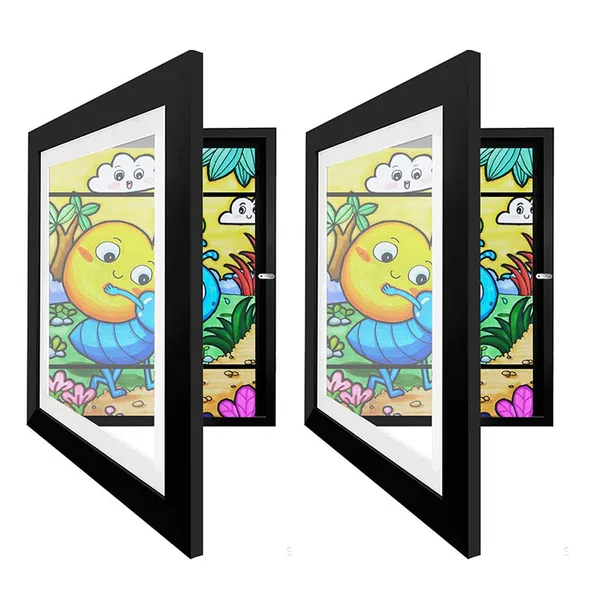 Kids Art Frame Front Opening Wooden Frame Artwork Display Storage Frame Picture  view 7