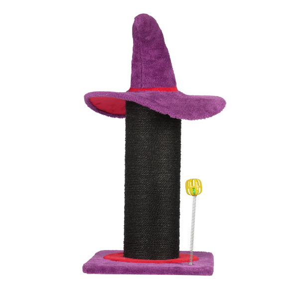 Wizard Hat Cat Scratching Post With Spring Ball Toy For Indoor Cats, Halloween Spooky Cat Scratcher, Purple Purple - Shop at LoveMi