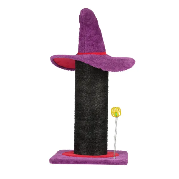 Wizard Hat Cat Scratching Post With Spring Ball Toy For Indoor Cats, Halloween Spooky Cat Scratcher, Purple Purple - Shop at LoveMi