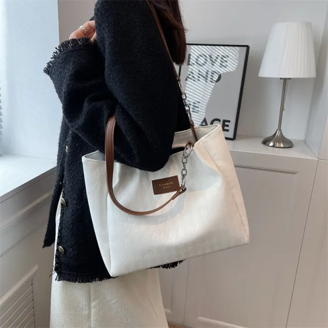 Rhombus Pattern Totes Chain Shoulder Bag Women Shopping Bags Coffee - Shop at LoveMi