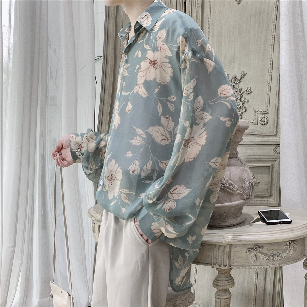 Long Sleeve Thin Sunscreen Flower Shirt Youth Loose Top