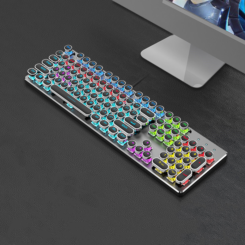 Retro Steampunk Mechanische Tastatur & Maus Set - 87 Tasten Kabelgebunden Combo für Laptop/ - Bild 5 von 28