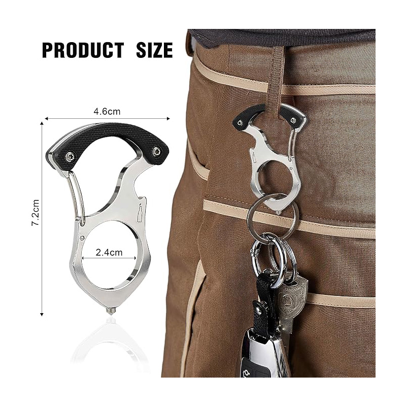 2pcs Car Key Buckle Hook, Portable Key Holder, Multifunctional Carabiner Keyring With Beer Bottle Opener, Car Rescue Glass Breaker 5