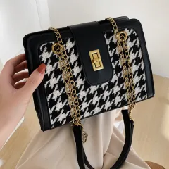 Casual Plaid Large Capacity Fashion One Shoulder Messenger Bag - Black - View 1
