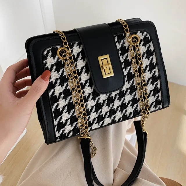 Casual Plaid Large Capacity Fashion One Shoulder Messenger Bag Black - Shop at LoveMi