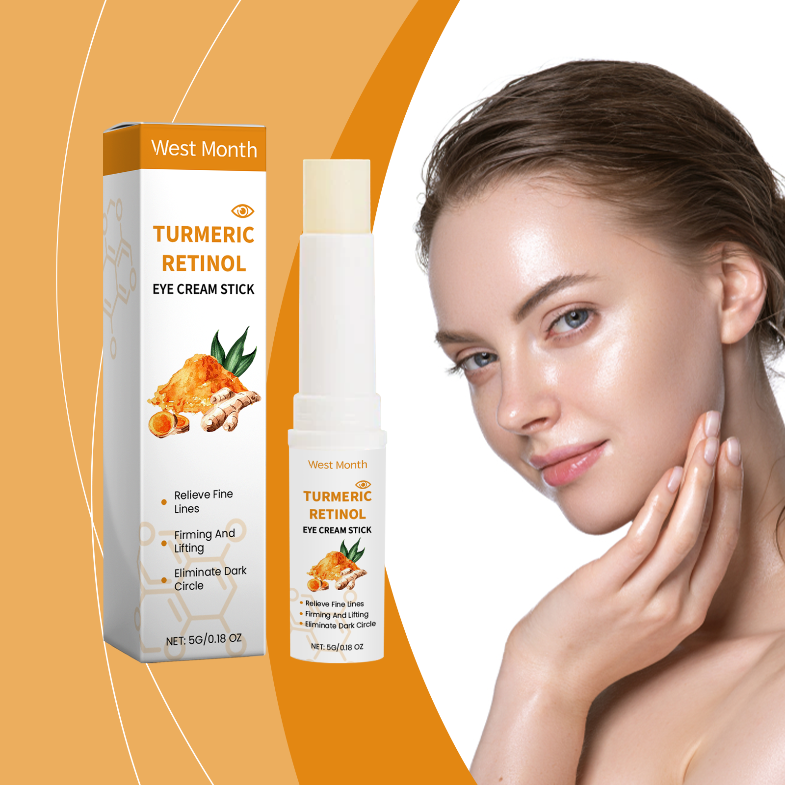 Turmeric Retinol Eye Cream Stick, Firming Brightening Under Eye Stick For Dark Circles Puffiness Fine… image 5