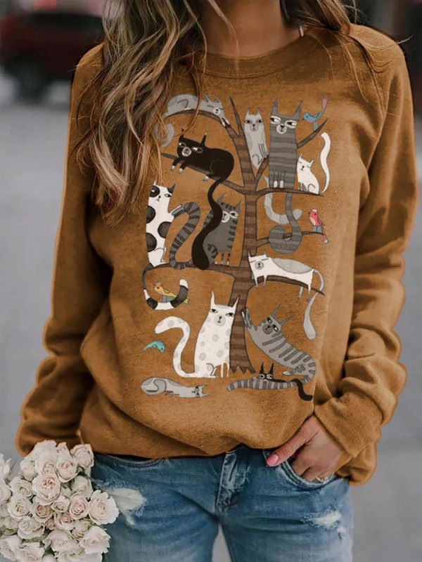 Long Sleeve Gradient Print Pullover Sweatshirt