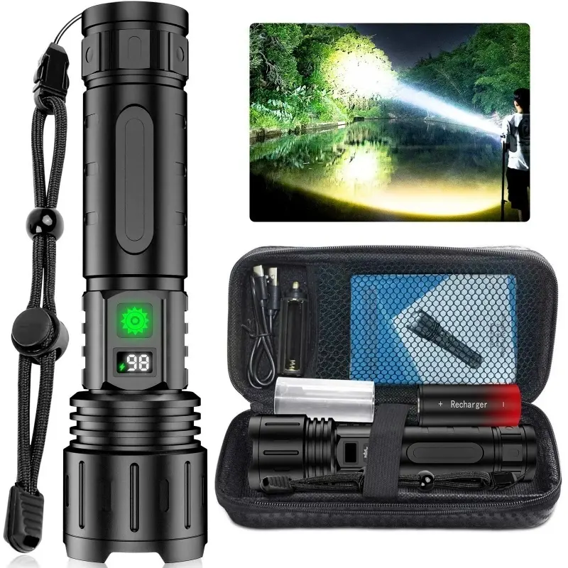 Rechargeable Ultra Bright Flashlight 3000mAh Lasting IP67