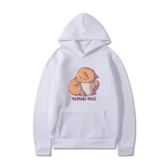 Printed Hooded Plus Fleece Sweater Men's And Women's Sports Sweater - White - View 1