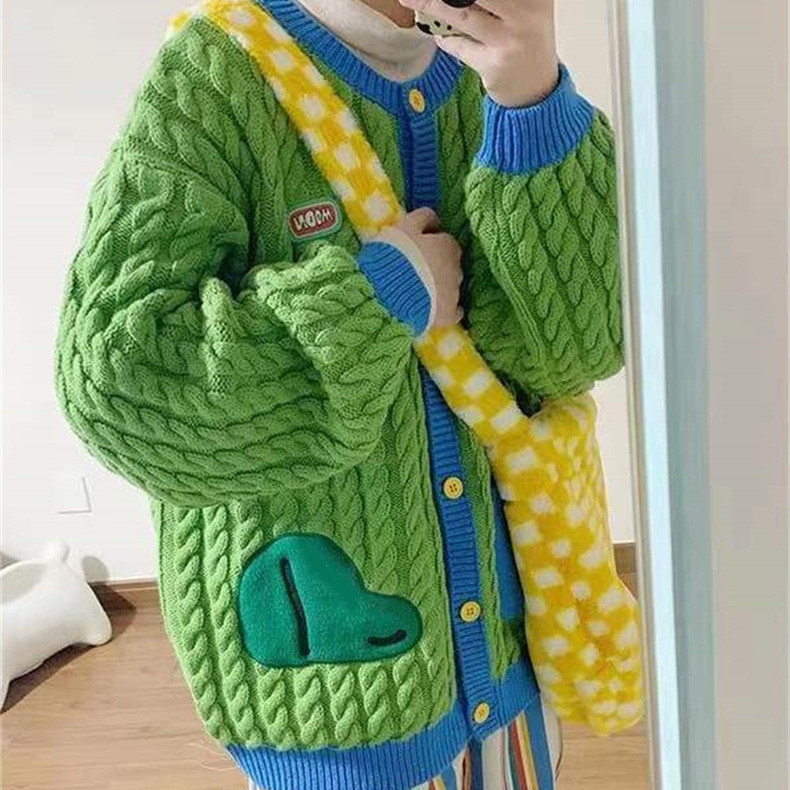 Autumn Winter Preppy Style Age-reducing Knitted Sweater Coat