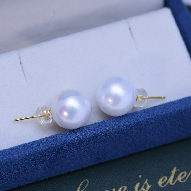 Title 3, White Perfect Circle Strong Light Pearl Stud Ea...