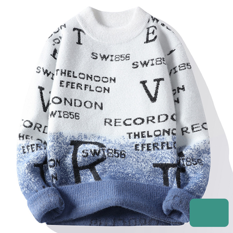 Men’s Fashion Embroidered Crew Neck Jumper – Warm Casual Knit Sweater for Autumn & Winter - Image 3